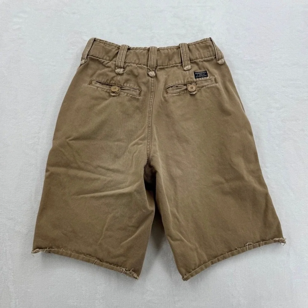 Aeropostale Shorts Kids 27 Tan Khaki Excellent Raw Hem Cotton Chino Skater